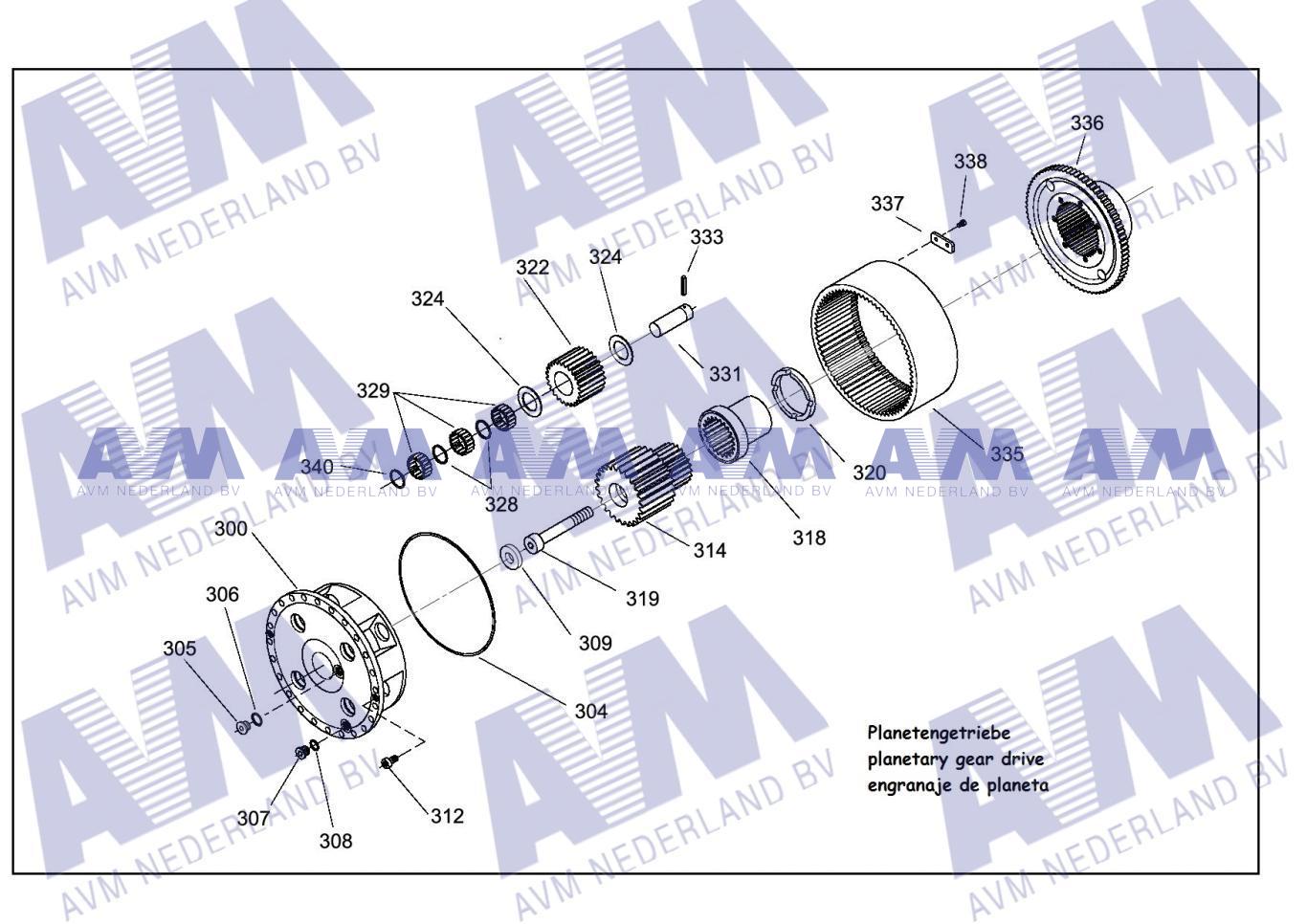 Tekening Eindplanetair 4p PL324-3217-67-1 Kessler