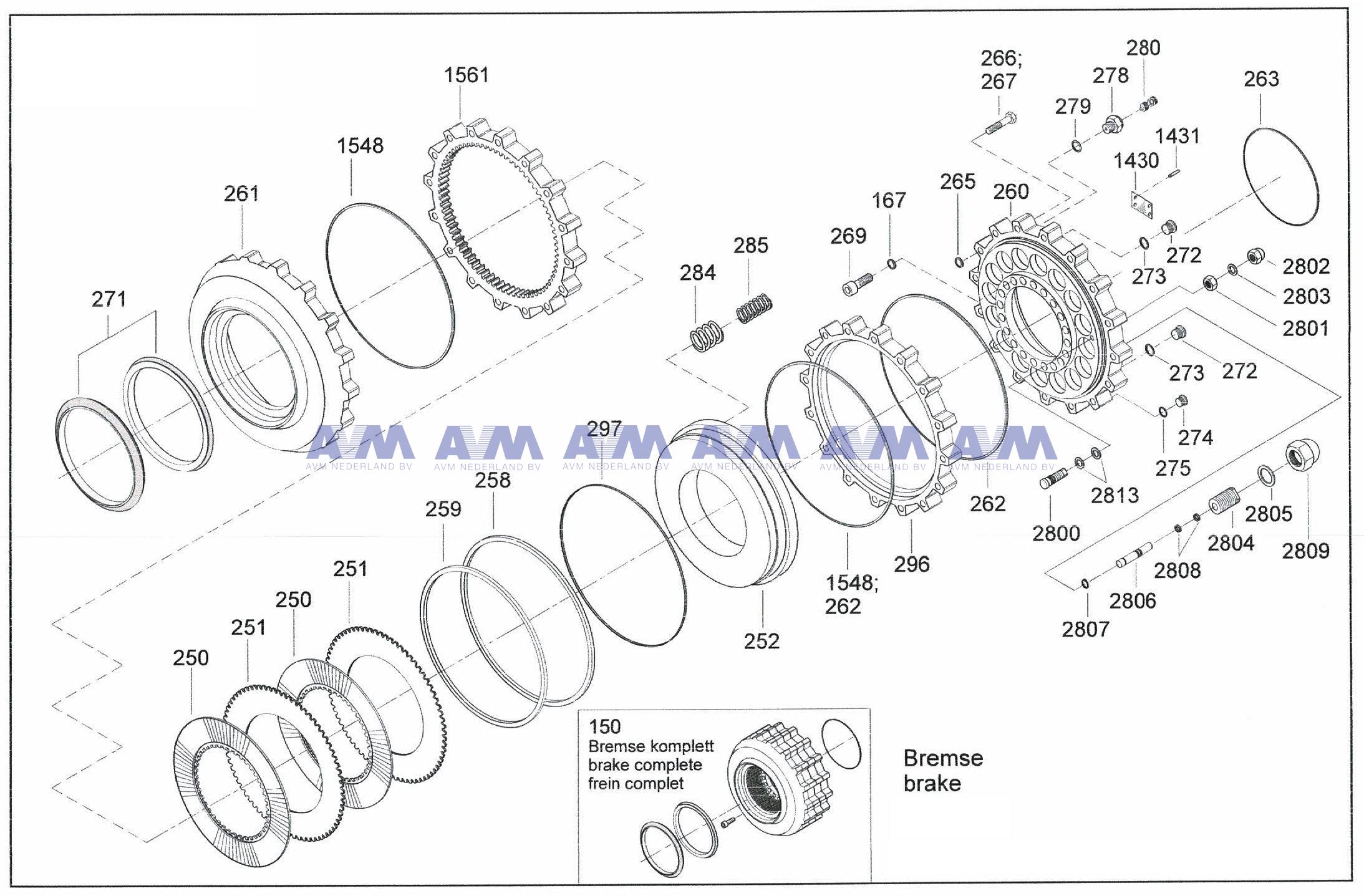 Complete axle D102PL341/528NLB8460-FS Kessler