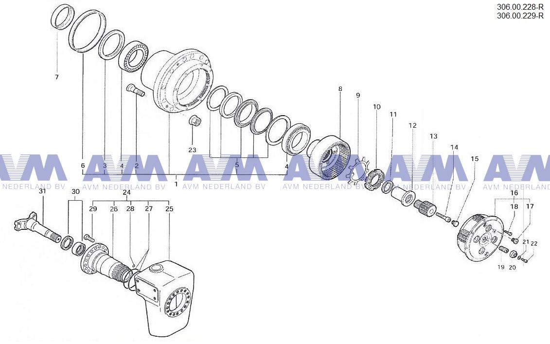 Wielnaaf E-ONE - RUIL Hub en sub met Flens 7C Arvin Meritor