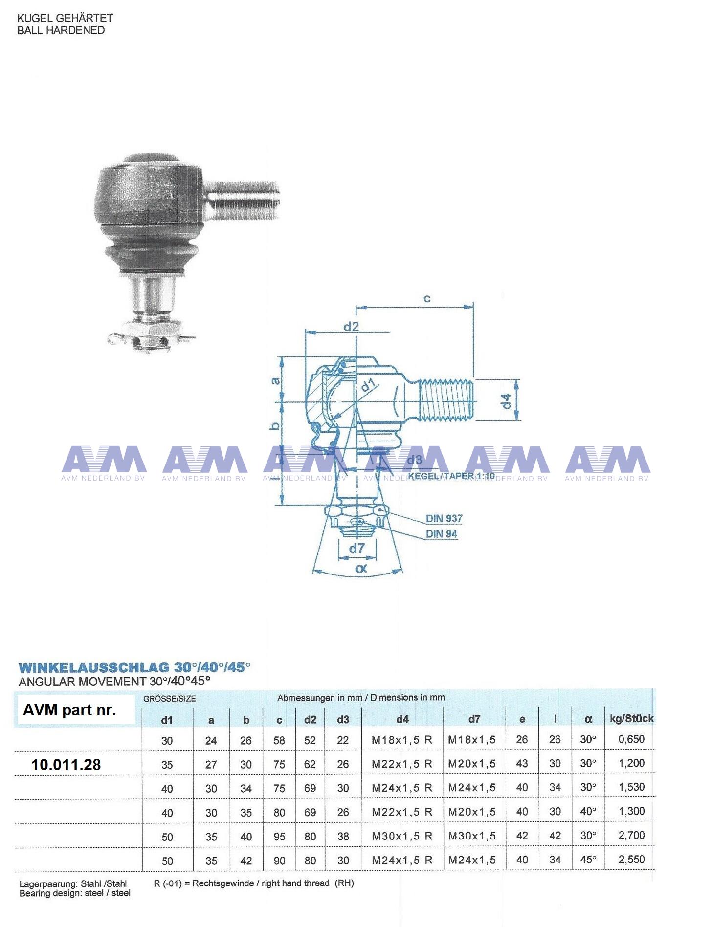 Ball joint AH32-1HZF35x25 -01 Heyd